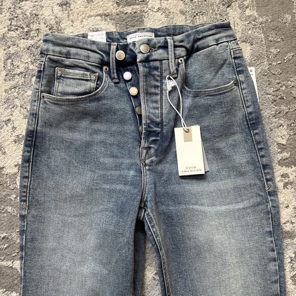 NWT Good American Good Icon Straight Super Compression Jeans Indigo440 Size 4/27 - Picture 6 of 13